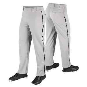 Pantalon de baseball gris uni pour homme avec bordure jaune, fermeture éclair, coupe ajustée, respirant, en polyester, protection UV, évacuation de l'humidité pour l'hiver - Product Image 1