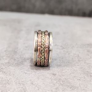 Nouveau Spinner bande bohème bague en argent Sterling 925 femmes pouce anneau Yoga bijoux faits à la main noël anxiété hommes Spinner anneau - Product Image 3