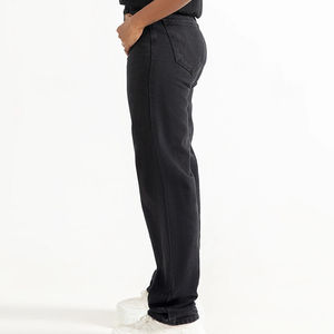 <b>Black</b> Comfortable Regular Fit <b>Women's</b> Denim Jeans Winter 100% Cotton Breathable Eco-Friendly Outdoor Casual Drawstring Mid Waist - Product Image 2