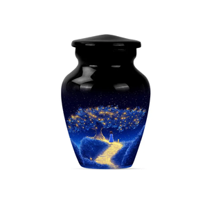 Urna Conmemorativa Azul Nocturna, Recuerdo de Cremación, Florero para Cenizas de Adultos, Urna Funeraria de Metal con Diseño Personalizado - Product Image 5