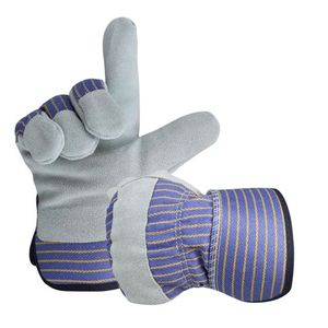 Guantes DE TRABAJO Rigger Guantes de seguridad de trabajo con puños de goma de Palma de cuero dividido de vaca Logotipo personalizado Seguridad - Product Image 4