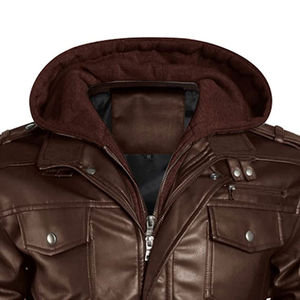 Chaqueta de cuero de moda para hombre de alta calidad de ajuste cómodo/chaqueta de cuero de moda con capucha de diseño único de manga larga para hombre 2025 - Product Image 6