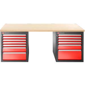 Banc de travail bas Facom de 2,2 m avec 13 tiroirs et plan de travail en bois, armoire à outils - Product Image 1