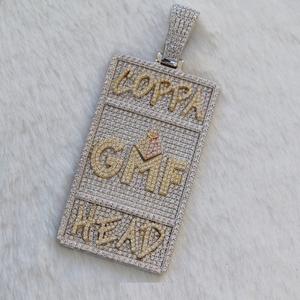 Colgante cuadrado chapado en oro blanco de 14K, colgante de diamante de tamaño personalizado totalmente helado, letras personalizadas de moissanita idealista para personalizar - Product Image 1
