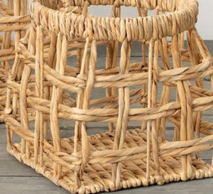 Set of 2 Unique Rattan Storage <b>Baskets</b> with <b>Square</b> Bottom - Product Image 2