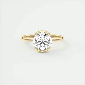 Anillo de compromiso de boda de oro amarillo de 14K con apilamiento al ras, juego de medio bisel de corte brillante redondo Original, anillo de diamante cultivado en laboratorio - Product Image 1