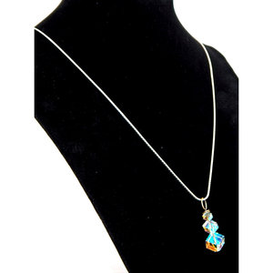 Catena scatola in argento Sterling 925 con cubo di cristallo ciondolo di lusso collane di cristallo - Product Image 1