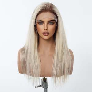 DWY Luxe Platinum Blonde Straight Remy Human Hair Lace Front <b>Wig</b> <b>Long</b> Length - Product Image 5