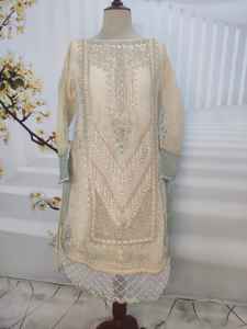 Costume 3 pièces asiatique traditionnel robe de soirée artisanale avec Dupatta et pantalon assortis robe 3 pièces brodée lourde - Product Image 3