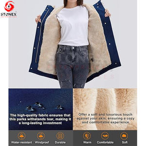 Manteau parka d'hiver chaud pour femmes Veste parka d'hiver à capuche doublée en Sherpa avec poches zippées Meilleur fournisseur - Product Image 4