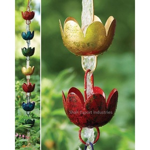 Royal Look Multi Colors Metal Rain Chain Tulip Flower Design para interior y exterior Hecho a mano Garden Hanging Rain Chain - Product Image 2