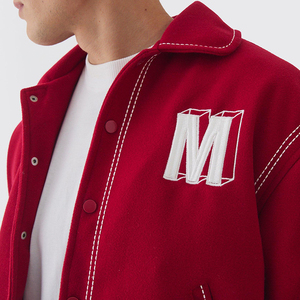 เสื้อแจ็กเก็ตเบสบอลแบบกระดุมสแนปสำหรับผู้ชายผ้าวูลปักโลโก้สไตล์วิทยาลัยวินเทจสำหรับฤดูหนาว - Product Image 2