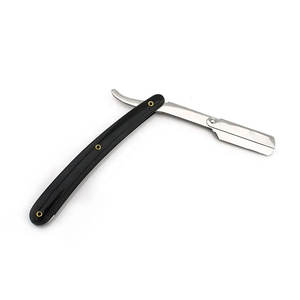 Hoja de afeitado de acero desechable de alta calidad para hombres, maquinilla de afeitar recta negra personalizada para afeitado de garganta y uso en salón - Product Image 1