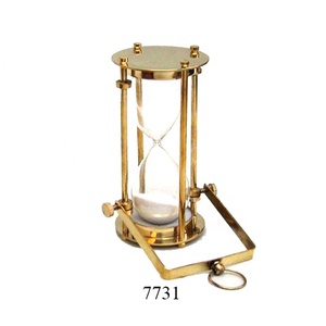 Premium Quality 8\" Brass Sand <b>Timer</b> Modern Design <b>Hourglass</b> Polish White Metal Gift Appliance For Sale Made In India - Product Image 2