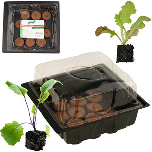 Kit de germination pour mini-serre EDA8549 avec 12 disques de tourbe, abri en plastique monocouche pour la culture de légumes, matériau en film polyéthylène - Product Image 1