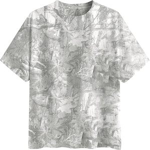 Oversized Camo T <b>Shirt</b> for <b>Men</b> & Women, Maple Leaf Graphic Tee, Streetwear Summer Casual Short Sleeve Top - Product Image 4