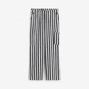 Pantalones de Algodón para Mujer, Anchos, con Cordón, Transpirables, a la Moda, en Blanco y Negro, con Cintura Elástica y Bolsillos Personalizados, Oferta 2026 - Product Image 3