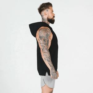 Custom <b>Men's</b> 100% Cotton Hoody <b>Sleeveless</b> Gym Hoodie Puff Printed Summer Workout Hoodie in 3XL Size Fleece Material - Product Image 6