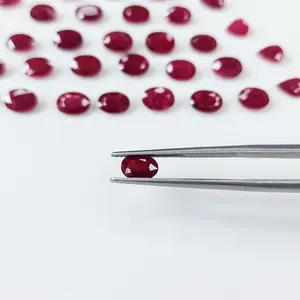 Kualitas Terbaik Natural Ruby merpati darah merah 5x7mm oval batu permata dikalibrasi ukuran untuk perhiasan membuat dengan harga yang wajar