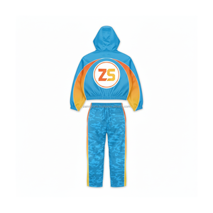 Costume coupe-vent en microfibre de haute qualité 220 GSM panneaux légers bleu ciel jaune coutures durables Logo personnalisé grande taille - Product Image 2