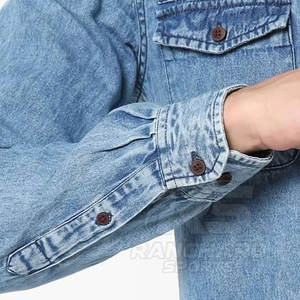 Camisa de Mezclilla Elegante para Hombre, Estilo Retro, Corte Ajustado, Camisa Informal de Manga Larga para Hombre, Camisa de Mezclilla Cómoda para Trabajar o para la Calle - Product Image 6