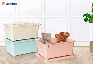 5328 CONTENEDOR DE ALMACENAMIENTO RECTANGULAR Cajas de almacenamiento de plástico multicolor con tapas Contenedores apilables duraderos para juguetes, ropa - Product Image 6