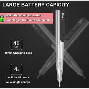 Fresa Elettrica Professionale di Alta Qualità per Unghie, Lima in Ceramica Argento, Punta Diamantata Affusolata per Manicure e Pedicure, Punte in Carburo - Product Image 2