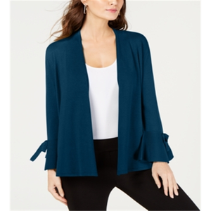 Cardigan da Donna Alfani con Maniche Annodate Color Teal, Stampa Floreale, Stile Casual con Decorazione a Bottoni, Taglia Petite S per l'Autunno - Product Image 1