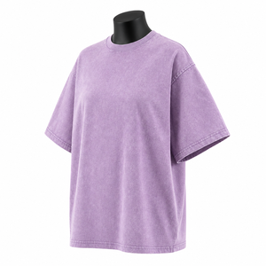 เสื้อยืดโอเวอร์ไซส์สีม่วงลาเวนเดอร์สำหรับผู้หญิง แขนสั้น ผ้าฝ้ายเรียบง่าย สไตล์ลำลอง ขายส่ง - Product Image 3