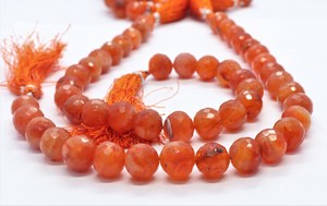 Perles de pierres précieuses à facettes en cornaline Boules rondes à facettes naturelles 11-12mm Perles de cornaline pour la fabrication de bijoux pour fille d'Inde - Product Image 5