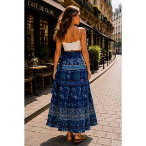 Jaipuri 100% Cotton Neptol Print Wrap Around Skirt for Women Size up to XXL-CWS0003 - Product Image 3