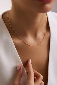 Collar de Cadena Minimalista con Circonitas, Delicado, en Capas, con Diseño de Cable Trenzado, Serpiente y Satélite, de Plata de Ley 925 y Chapado en Oro de 14K - Product Image 2