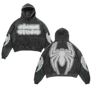 Alta calidad peso pesado 500gsm para Puff Print Spider Hoodie hombres 100% algodón chándales ropa informal personalizada sudadera para - Product Image 4