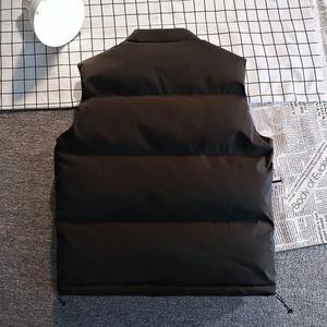 Autumn/Winter Men's Preppy Style Puffer Jacket Vest Simple Windproof Casual Thickened with Warm Cotton Canvas <b>Fabric</b> - Product Image 4