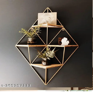Étagère murale décorative en or en forme de diamant. Disponible aux prix de gros. - Product Image 4