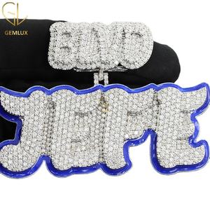 New Arrivals Latest Design Iced Out Round Cut VVS <b>Moissanite</b> Diamond Enamel Letter Hiphop <b>Pendant</b> for Men - Product Image 1