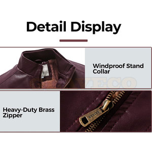 Latest Design Professional Made Men <b>Winter</b> <b>Leather</b> <b>Jacket</b> with Stand Collar and Front Logo High Quality Pakistan Manufactured - Product Image 3