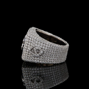 Anillo de Cóctel de Lujo con Moissanita VVS de Corte Redondo, Número Personalizado, Plata de Ley 925, Bañado en Rodio, para Regalo de Cumpleaños, Unisex - Product Image 3