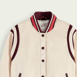 Diseño personalizado Chenille bordado 100% algodón impermeable a prueba de viento béisbol Letterman Varsity chaqueta - Product Image 3