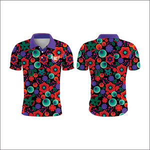 Polo décontracté à manches courtes pour homme avec imprimé floral Chemises de golf en jersey respirant de grande taille Vêtements de sublimation pour homme - Product Image 1