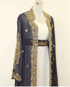 Kaftan islámico marroquí moderno para mujer Vestido de playa largo hasta el suelo con suministro ODM de manga larga transpirable - Product Image 1