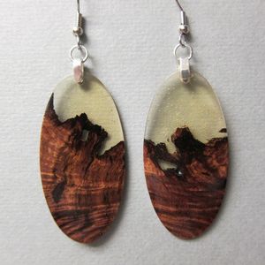 SQUARE HOT GOLD FOIL BLACK WHITE RESIN AND <b>WOODEN</b> <b>Heart</b> Shape Earrings Square Round Geometric <b>Wooden</b> Resin Drop Earrings - Product Image 2