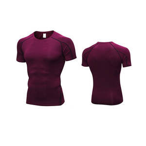 2024 New Arrival Plus Size Breathable Workout Shirts Knitted <b>Compression</b> Half Sleeve with Plain Print in Polyester Fabric - Product Image 6