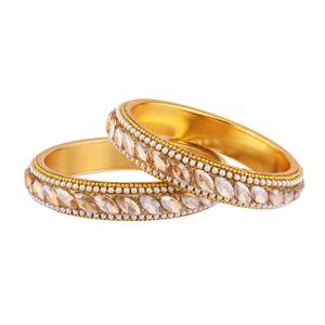 Indian Manufacturer Jewelry Gold Plated Traditional Rhinestone Crystal Bridal Bangle Wedding Bracelet Indian Jewelry Set - Product Image 5