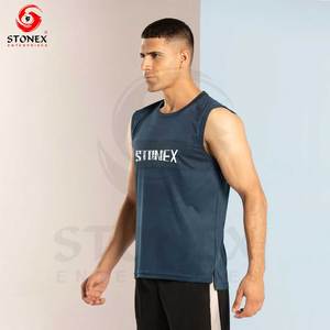 High Quality Men Gym Tank Top Custom Logo & Design Print Quick Dry Workout Running Fitness Vest <b>Athletic</b> Sportswear OEM Supplier - Product Image 5