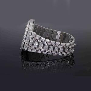 Haute qualité luxe unisexe Bling montres-bracelets entièrement diamant glacé or argent Hip Hop Style bande en acier inoxydable mouvement ETA - Product Image 3