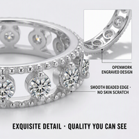 S925 Silber Vollbesetzter Moissanit-Ring D-Farbe VVS 3mm Runde Steine Milgrain-Kante Gravierte Ringe für Frauen GRA