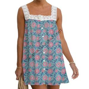 Hermosa Blusa de Playa Estampada con Diseño Moderno y Elegante, sin Mangas, de Encaje, en Tela de Algodón para Mujeres y Niñas - Product Image 4