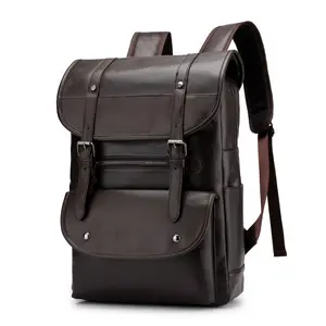 PU Waterproof Backpack Student Laptop Outdoor Bag Simple Belt Decoration Bag