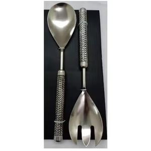 Nouvelle arrivée vente chaude de service à salade ensemble de couverts en acier inoxydable avec couverts en résine argent thé ustensiles de cuisine - Product Image 1